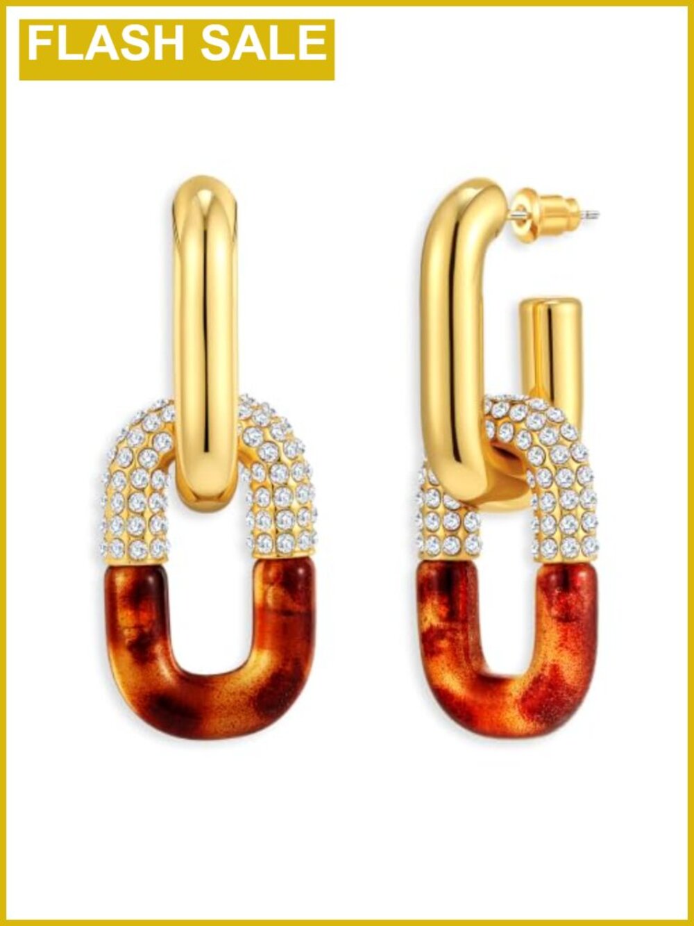 14K Gold Plated Resin Dangle Hoop Stud Earrings Hypoallergenic
